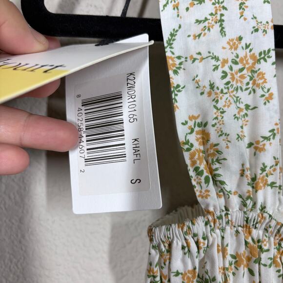 Kourt Size Small Hopely Mini Shift Dress White Green Floral Cotton Sleeveless - Picture 7 of 11